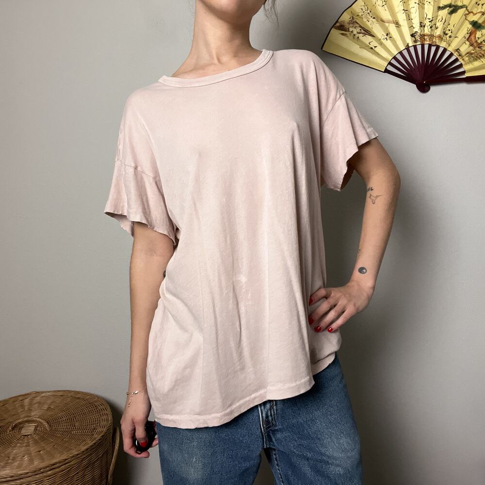 the great baby pink cotton distressed lived in oversized tee shirt